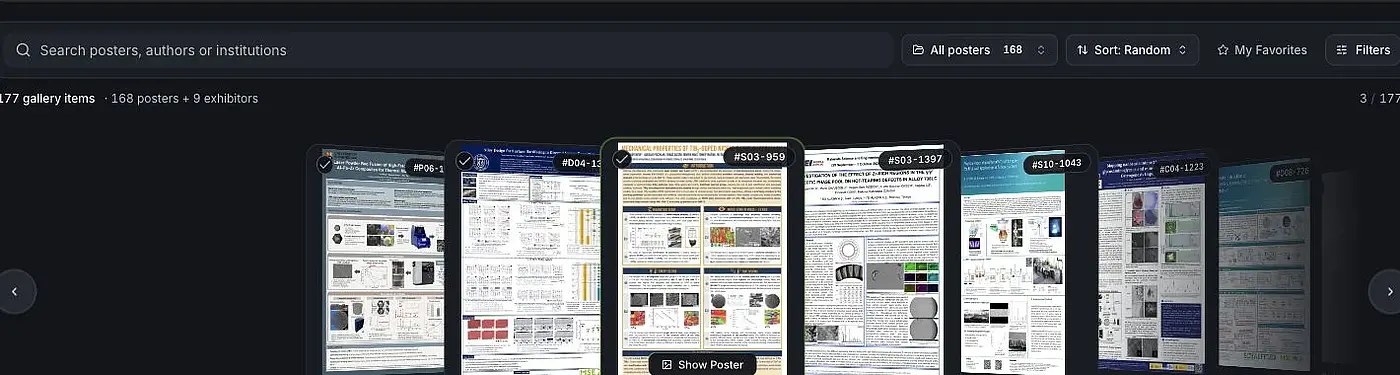 Actual web app: scientific posters in the interactive gallery