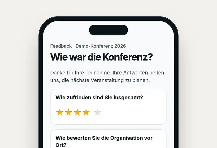 Beispiel einer Feedbackabfrage auf dem Smartphone mit fiktiven Daten
