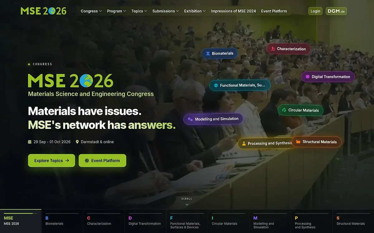 Startseite der Konferenzwebseite MSE 2026