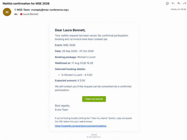 E-Mails an Teilnehmende
