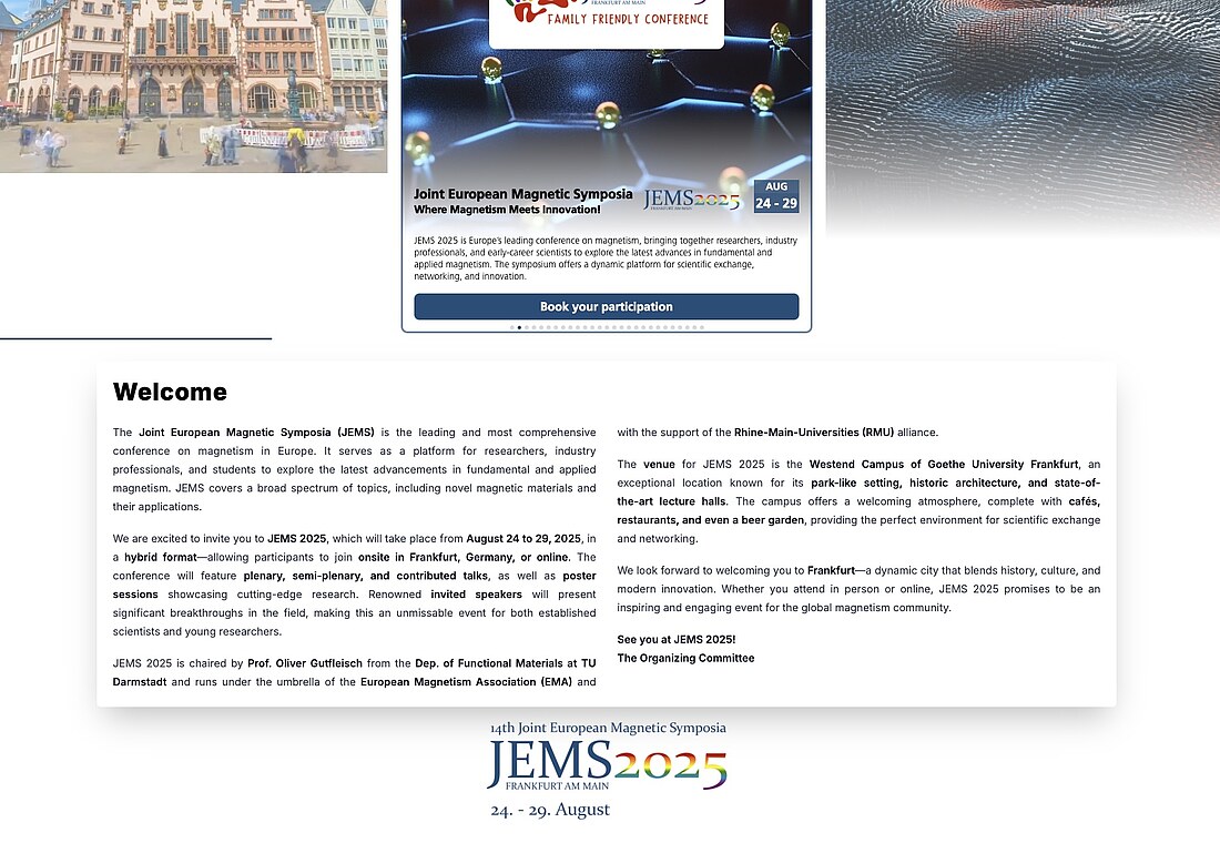 Beispiel einer mit dem DGM-Inventum CRM erstellten Veranstaltungswebseite